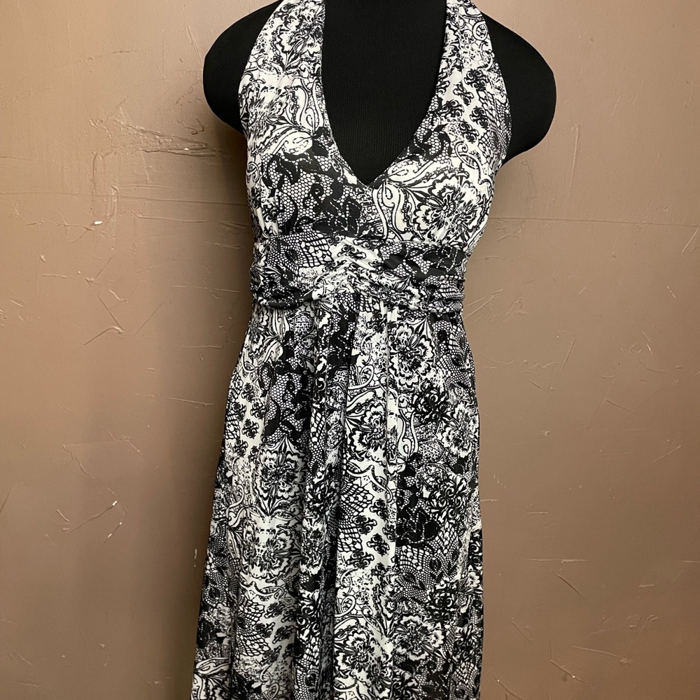 Claudia Richard Black and White Backless Dress